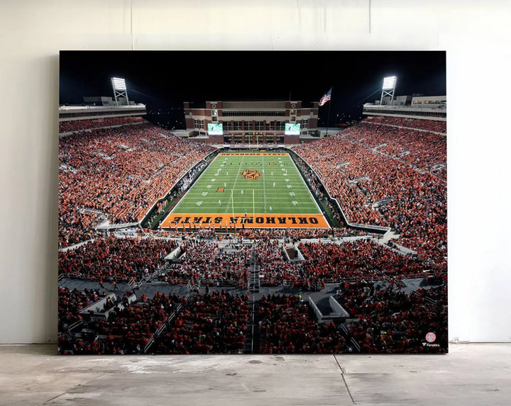 Oklahoma State Cowboys Football Team Print - Stillwater Boone Pickens Stadium Wall Art Canvas Print