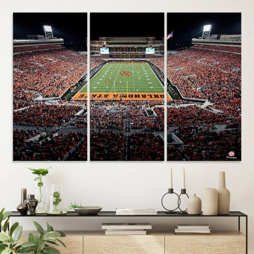 Oklahoma State Cowboys Football Team Print - Stillwater Boone Pickens Stadium Wall Art Canvas Print