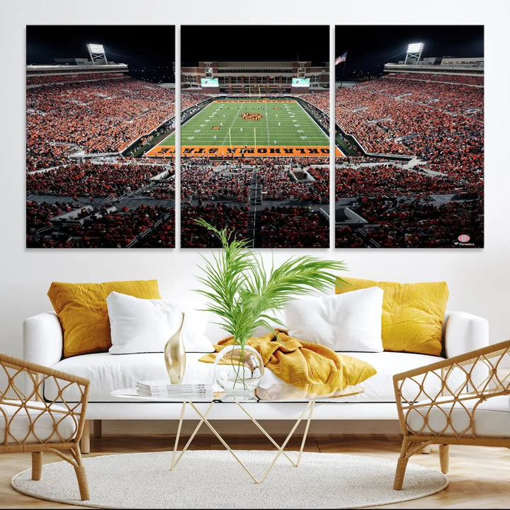 Oklahoma State Cowboys Football Team Print - Stillwater Boone Pickens Stadium Wall Art Canvas Print