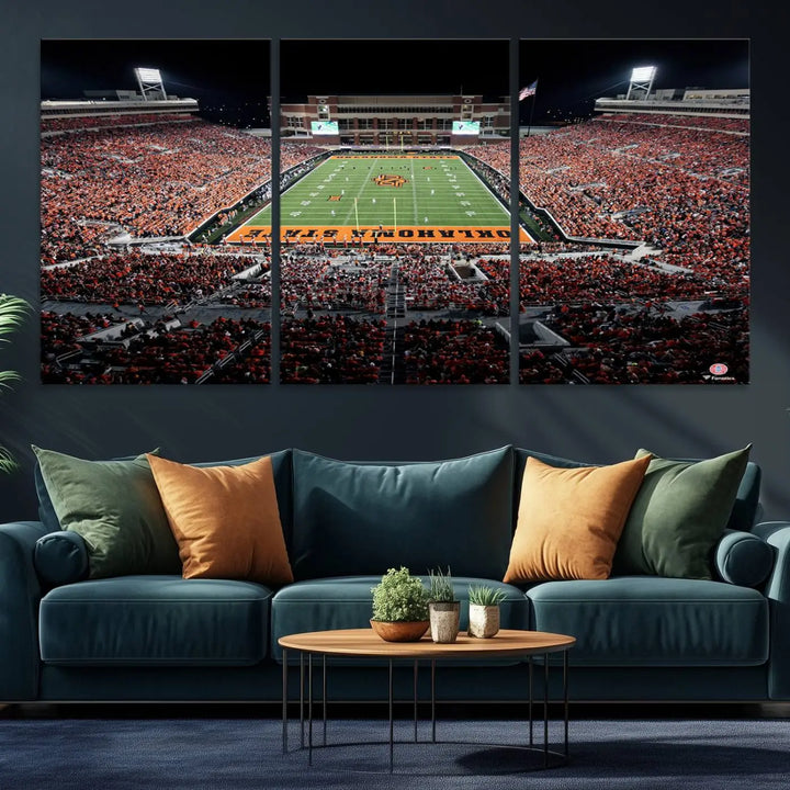 Oklahoma State Cowboys Football Team Print - Stillwater Boone Pickens Stadium Wall Art Canvas Print