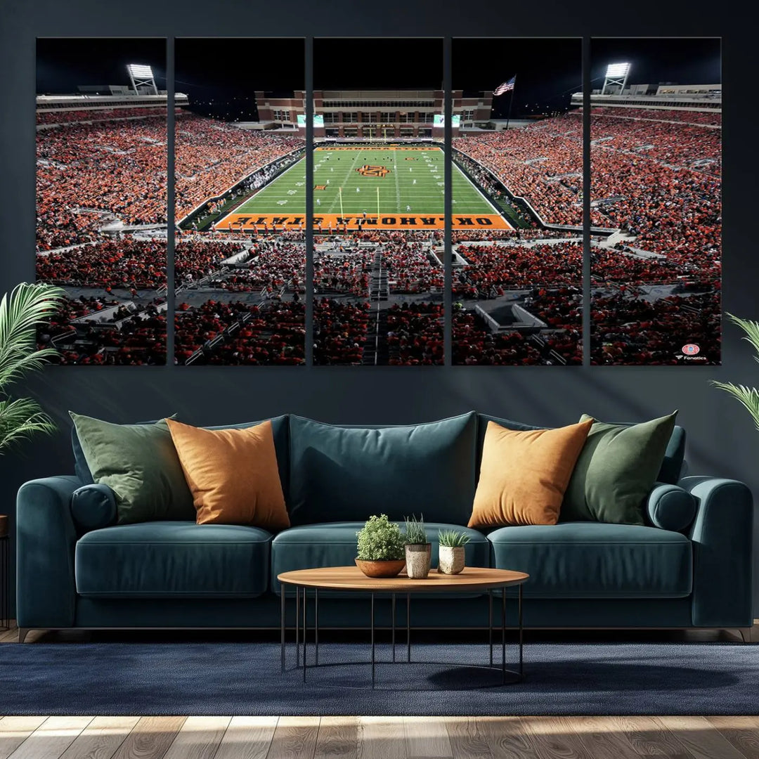 Oklahoma State Cowboys Football Team Print - Stillwater Boone Pickens Stadium Wall Art Canvas Print