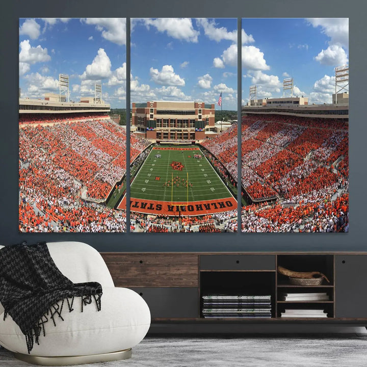 Oklahoma State Cowboys Football Team Print - Stillwater Boone Pickens Stadium Wall Art Canvas Print