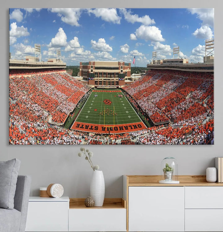 Oklahoma State Cowboys Football Team Print - Stillwater Boone Pickens Stadium Wall Art Canvas Print