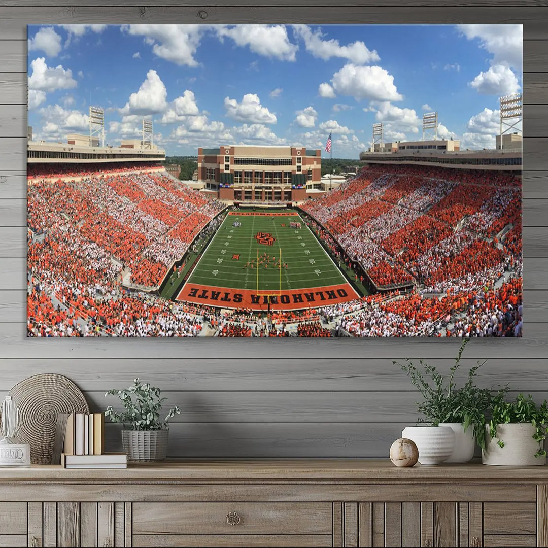 Oklahoma State Cowboys Football Team Print - Stillwater Boone Pickens Stadium Wall Art Canvas Print