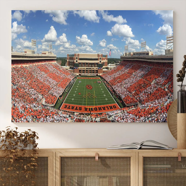 Oklahoma State Cowboys Football Team Print - Stillwater Boone Pickens Stadium Wall Art Canvas Print