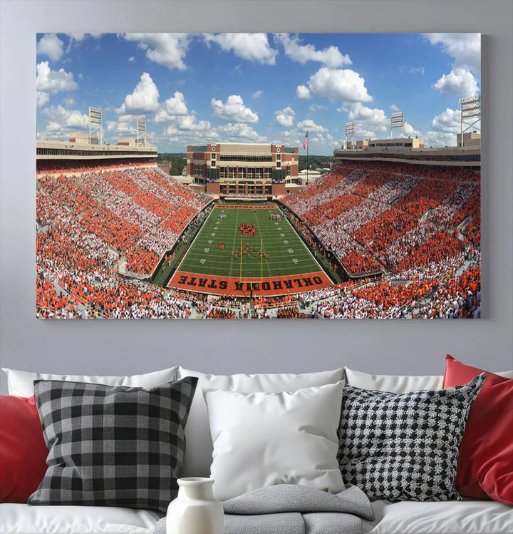 Oklahoma State Cowboys Football Team Print - Stillwater Boone Pickens Stadium Wall Art Canvas Print