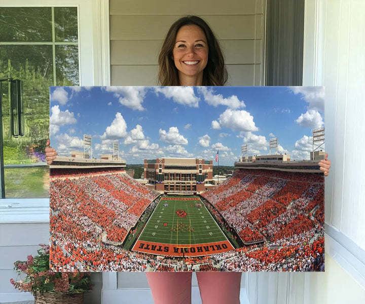 Oklahoma State Cowboys Football Team Print - Stillwater Boone Pickens Stadium Wall Art Canvas Print