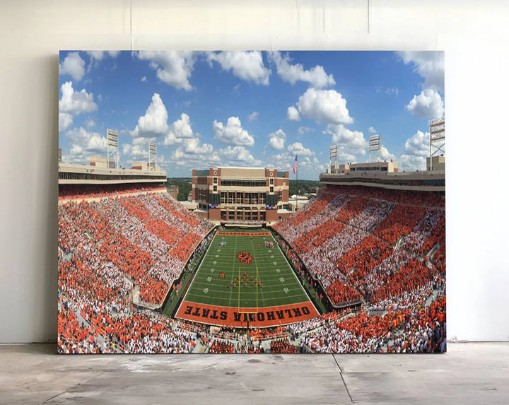 Oklahoma State Cowboys Football Team Print - Stillwater Boone Pickens Stadium Wall Art Canvas Print