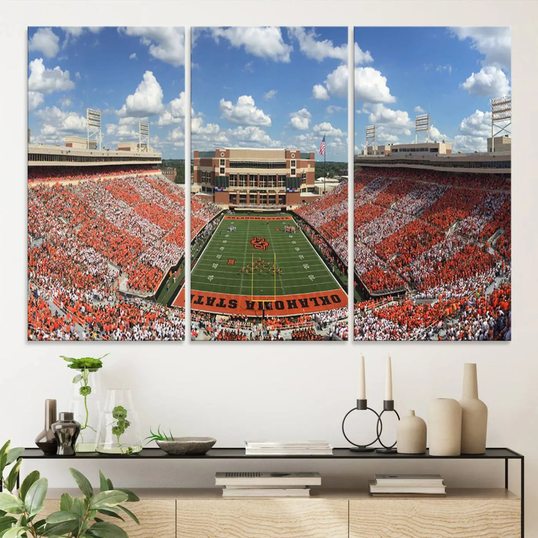 Oklahoma State Cowboys Football Team Print - Stillwater Boone Pickens Stadium Wall Art Canvas Print