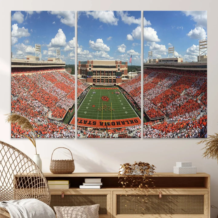 Oklahoma State Cowboys Football Team Print - Stillwater Boone Pickens Stadium Wall Art Canvas Print