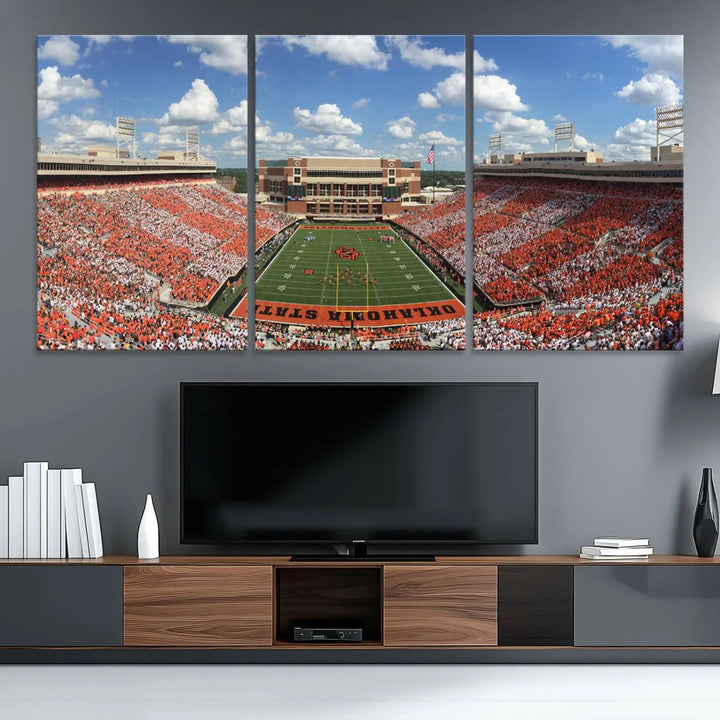 Oklahoma State Cowboys Football Team Print - Stillwater Boone Pickens Stadium Wall Art Canvas Print