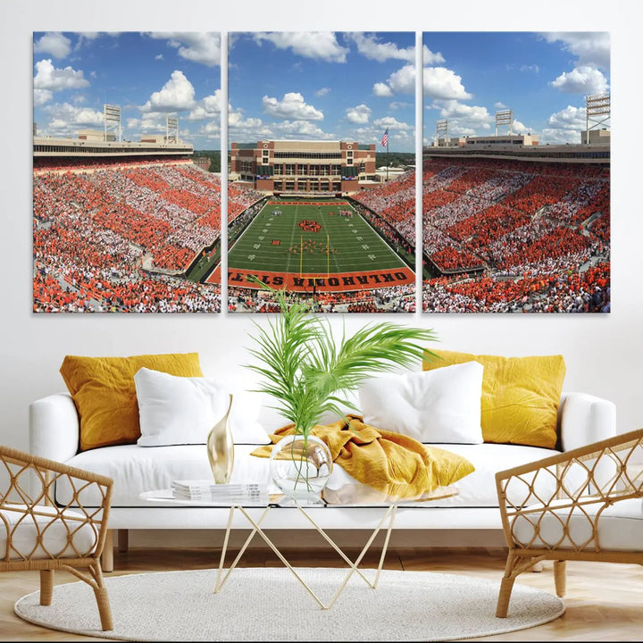 Oklahoma State Cowboys Football Team Print - Stillwater Boone Pickens Stadium Wall Art Canvas Print