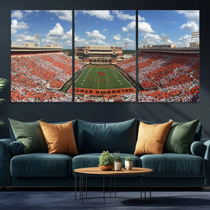 Oklahoma State Cowboys Football Team Print - Stillwater Boone Pickens Stadium Wall Art Canvas Print