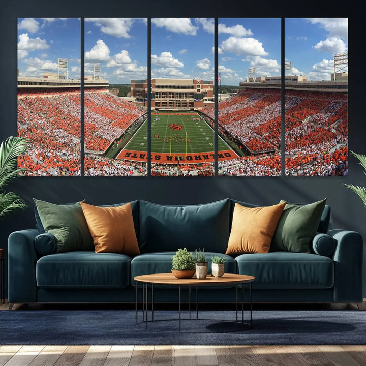 Oklahoma State Cowboys Football Team Print - Stillwater Boone Pickens Stadium Wall Art Canvas Print