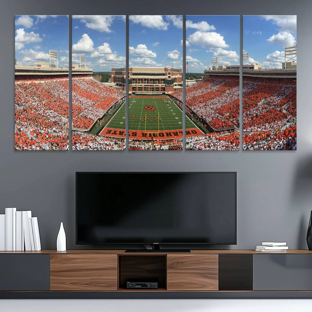 Oklahoma State Cowboys Football Team Print - Stillwater Boone Pickens Stadium Wall Art Canvas Print