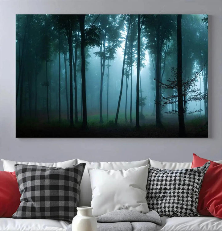 Panaroma of Foggy Forest Large Wall Art Canvas Print