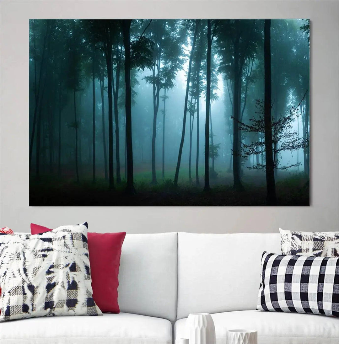 Panaroma of Foggy Forest Large Wall Art Canvas Print