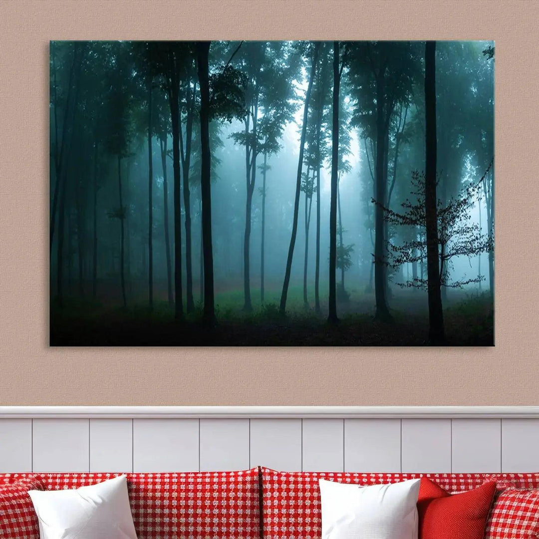 Panaroma of Foggy Forest Large Wall Art Canvas Print