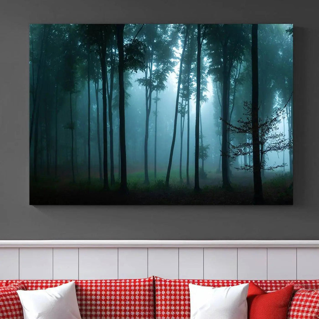 Panaroma of Foggy Forest Large Wall Art Canvas Print