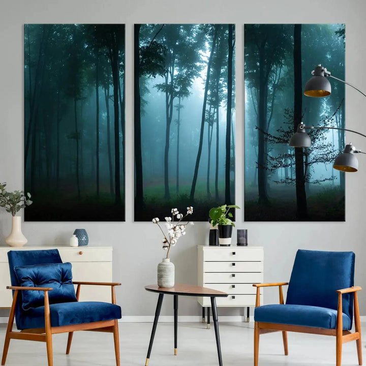 Panaroma of Foggy Forest Large Wall Art Canvas Print