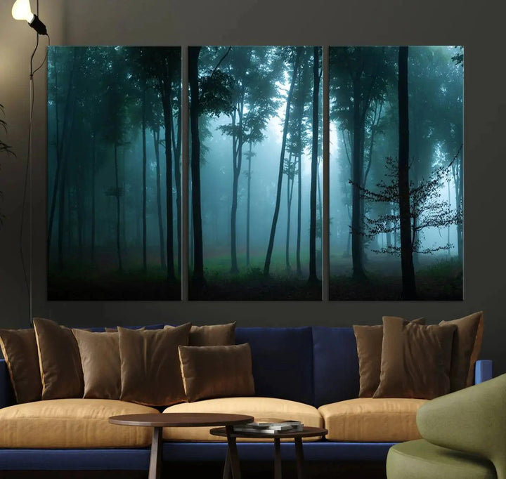 Panaroma of Foggy Forest Large Wall Art Canvas Print