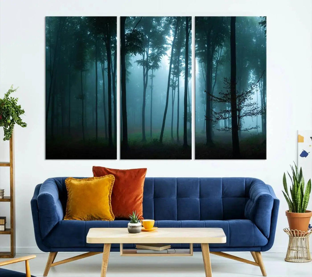 Panaroma of Foggy Forest Large Wall Art Canvas Print