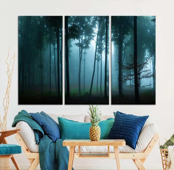 Panaroma of Foggy Forest Large Wall Art Canvas Print