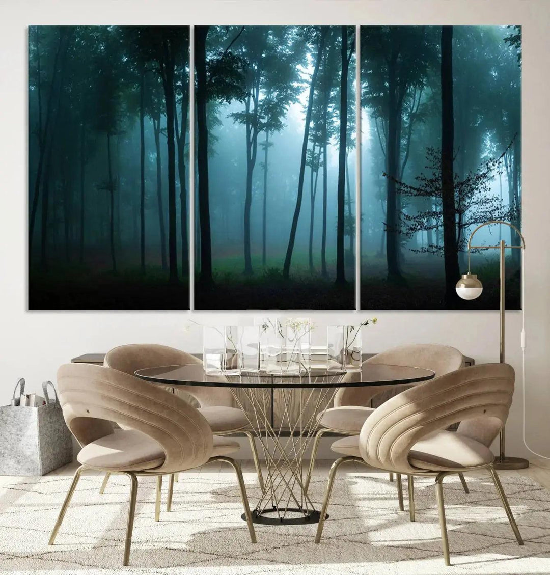 Panaroma of Foggy Forest Large Wall Art Canvas Print