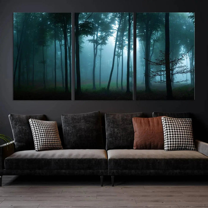 Panaroma of Foggy Forest Large Wall Art Canvas Print