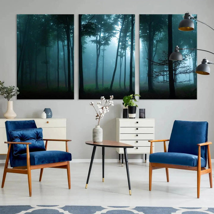 Panaroma of Foggy Forest Large Wall Art Canvas Print