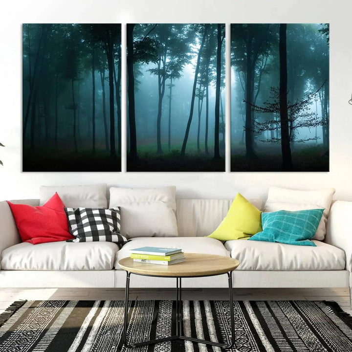 Panaroma of Foggy Forest Large Wall Art Canvas Print