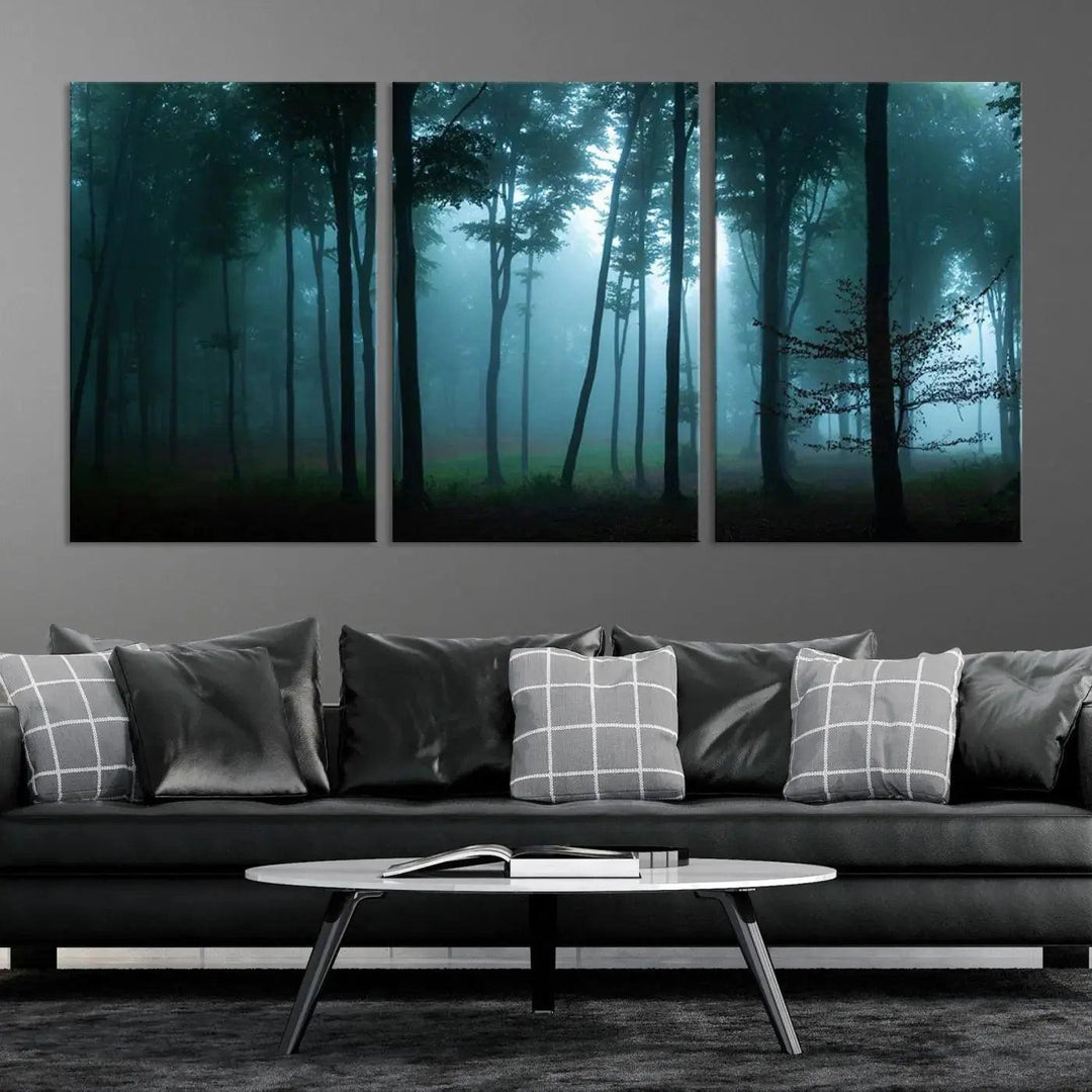 Panaroma of Foggy Forest Large Wall Art Canvas Print