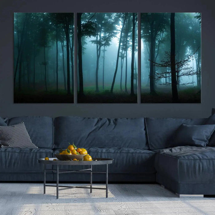 Panaroma of Foggy Forest Large Wall Art Canvas Print