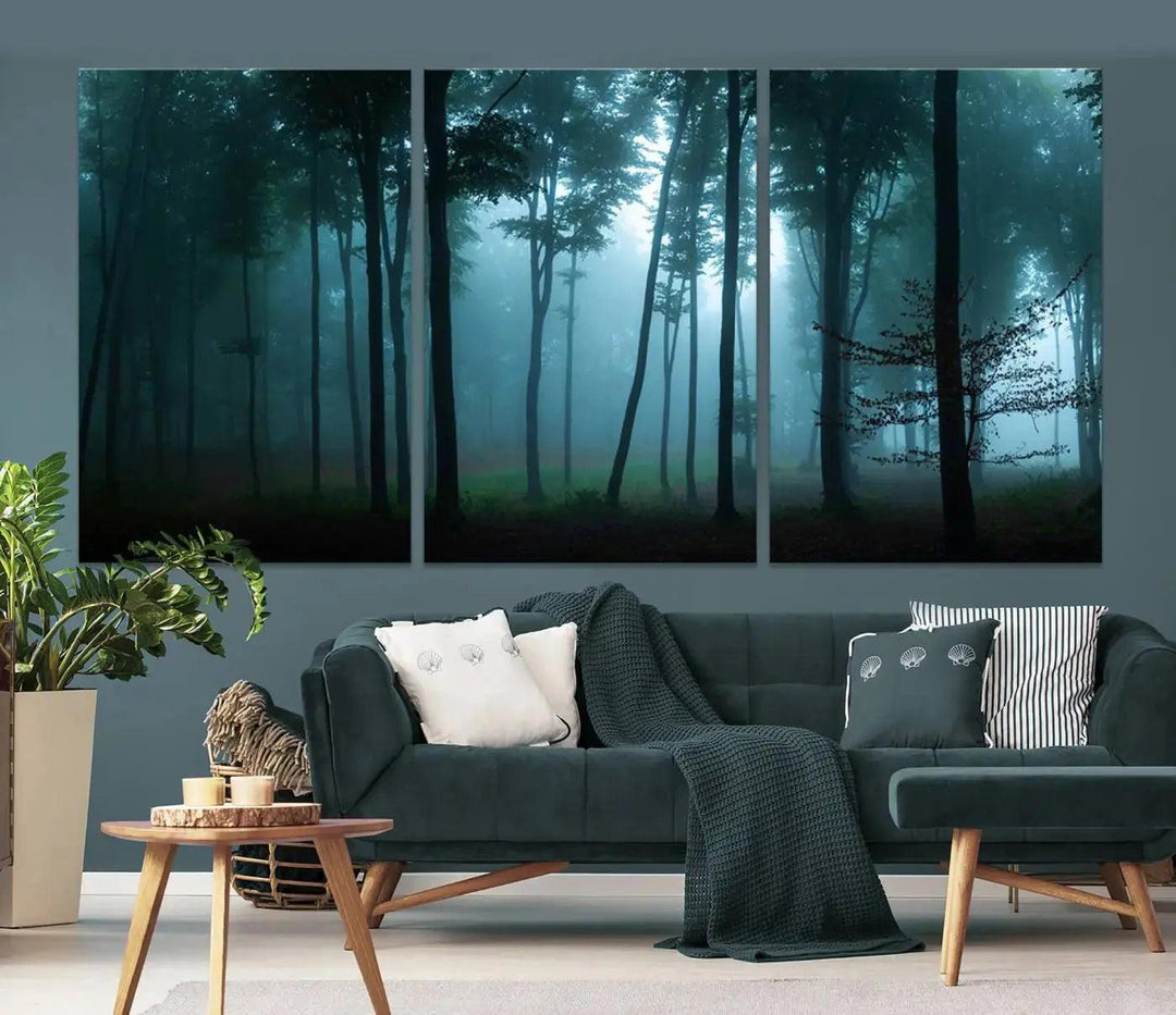 Panaroma of Foggy Forest Large Wall Art Canvas Print