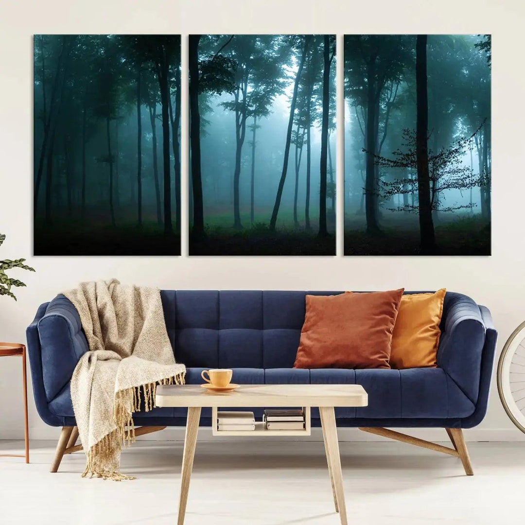 Panaroma of Foggy Forest Large Wall Art Canvas Print