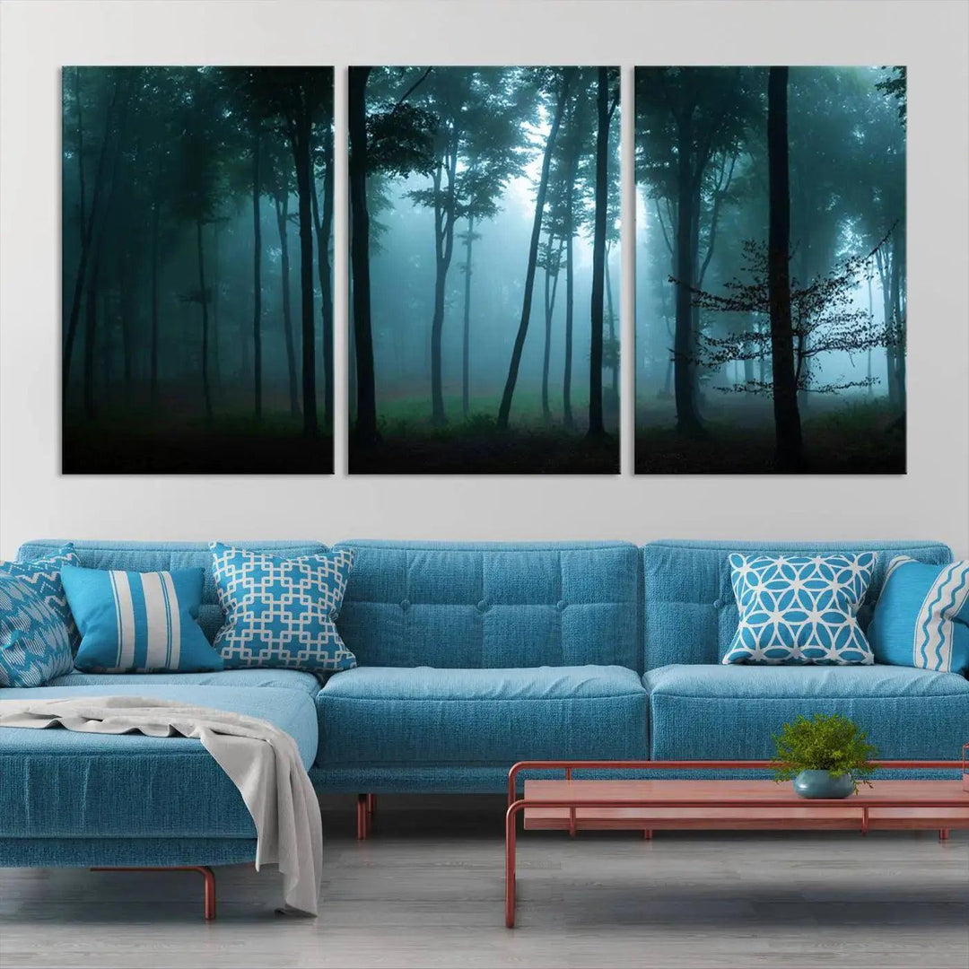 Panaroma of Foggy Forest Large Wall Art Canvas Print