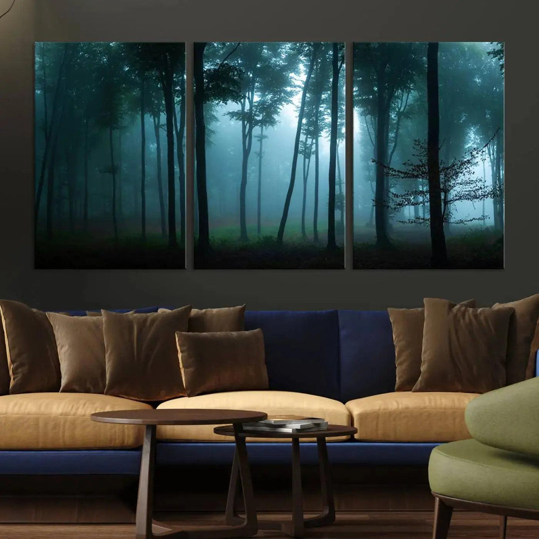 Panaroma of Foggy Forest Large Wall Art Canvas Print