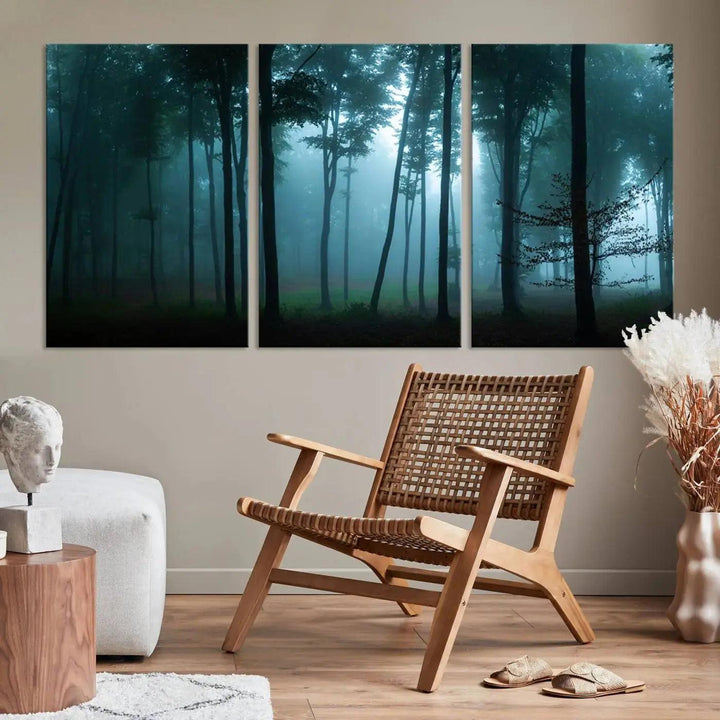 Panaroma of Foggy Forest Large Wall Art Canvas Print