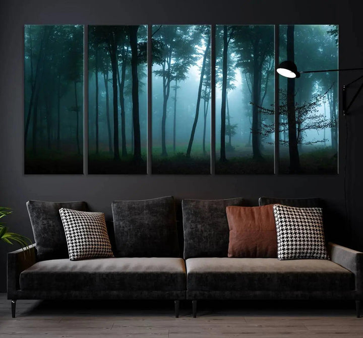 Panaroma of Foggy Forest Large Wall Art Canvas Print