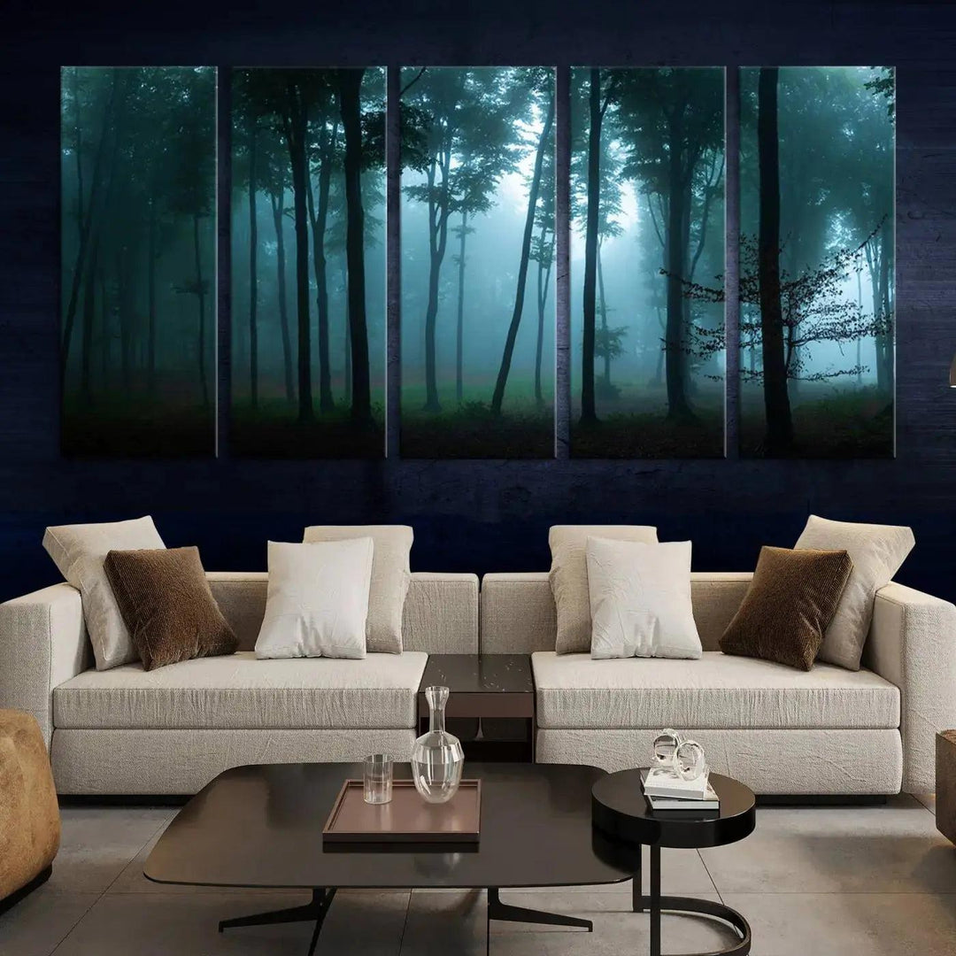 Panaroma of Foggy Forest Large Wall Art Canvas Print