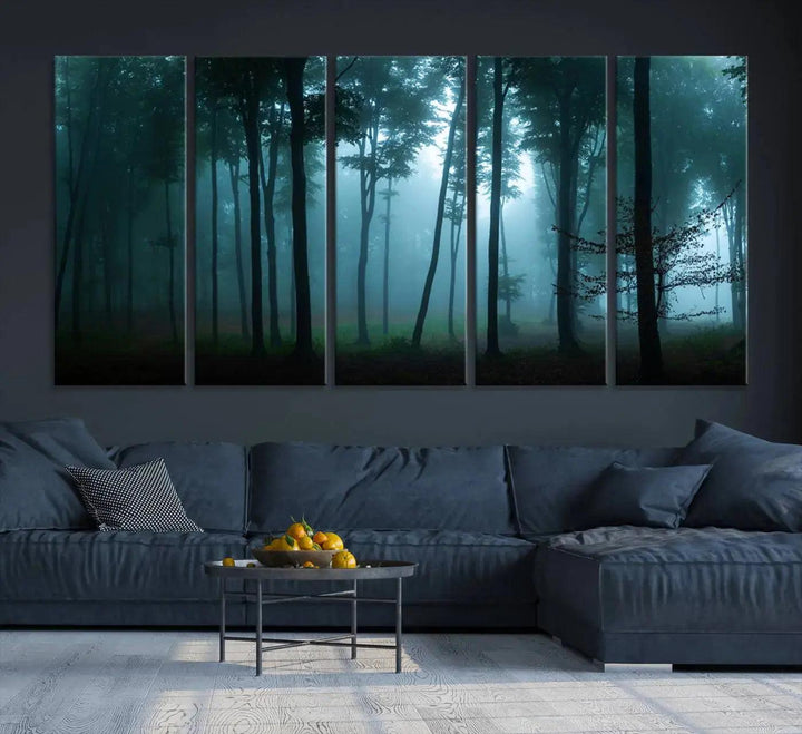 Panaroma of Foggy Forest Large Wall Art Canvas Print