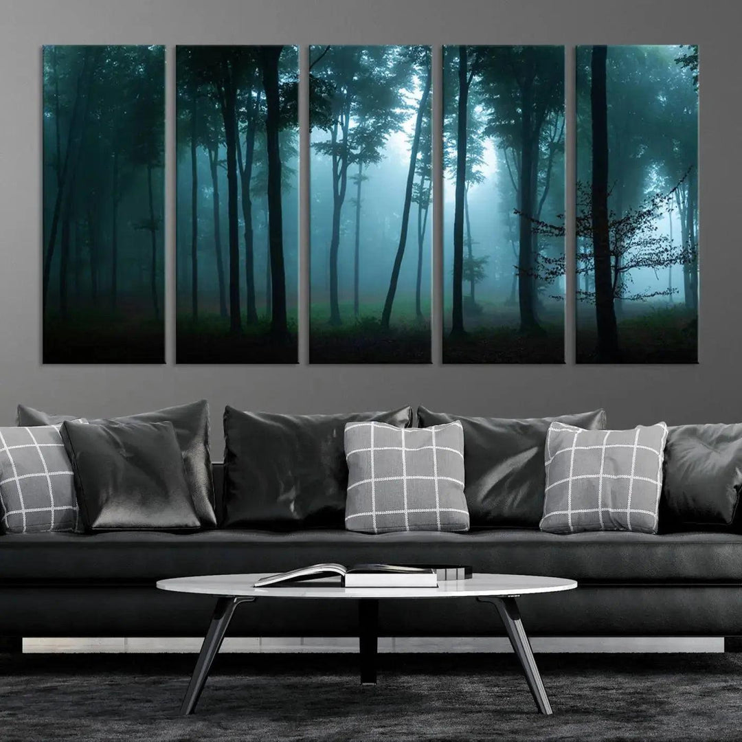 Panaroma of Foggy Forest Large Wall Art Canvas Print