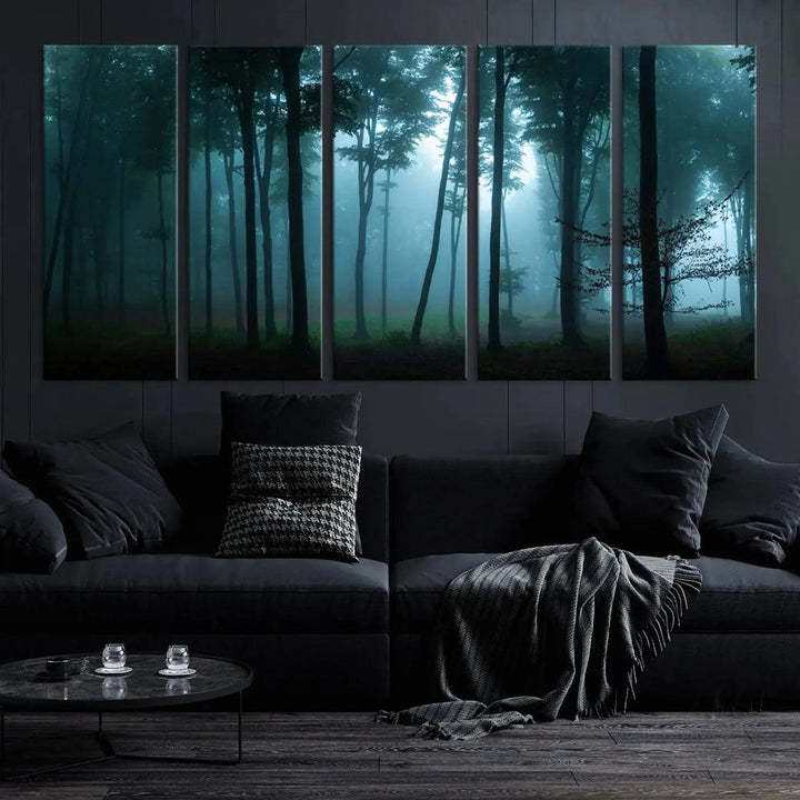 Panaroma of Foggy Forest Large Wall Art Canvas Print