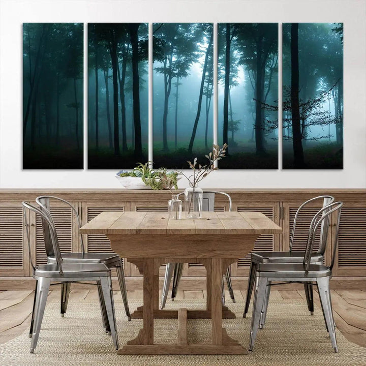 Panaroma of Foggy Forest Large Wall Art Canvas Print