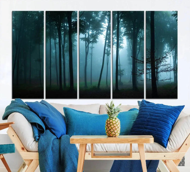 Panaroma of Foggy Forest Large Wall Art Canvas Print