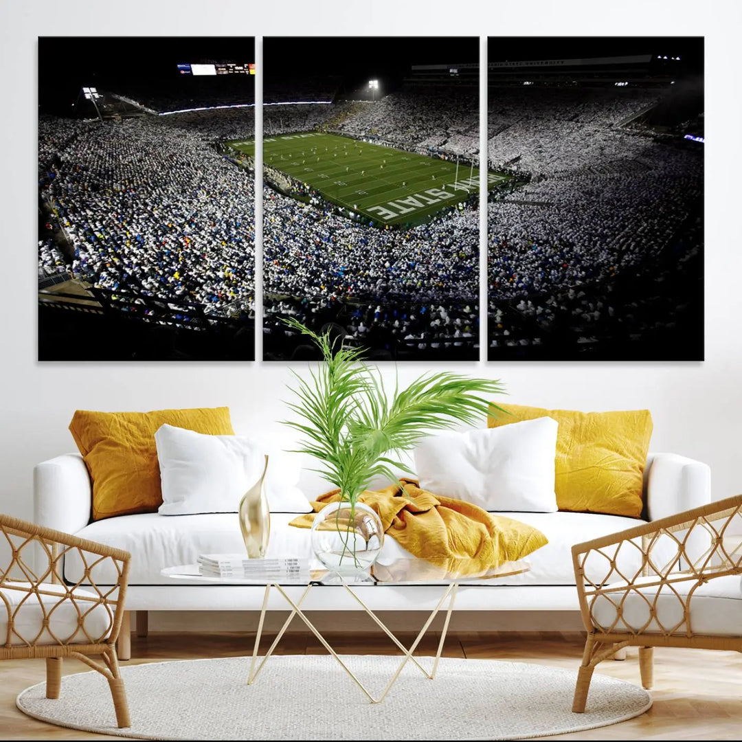 Penn State Nittany Lions Football Team Print - University Park Beaver Stadium Wall Art Canvas Print