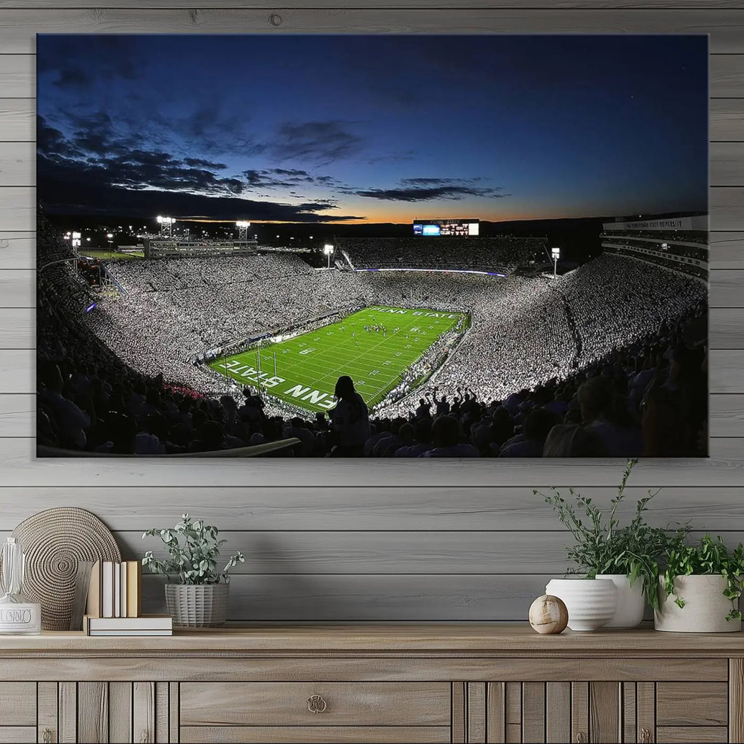 Penn State Nittany Lions Football Team Print - University Park Beaver Stadium Wall Art Canvas Print