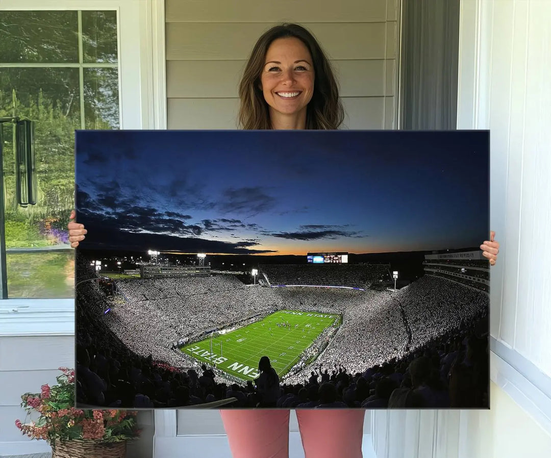 Penn State Nittany Lions Football Team Print - University Park Beaver Stadium Wall Art Canvas Print