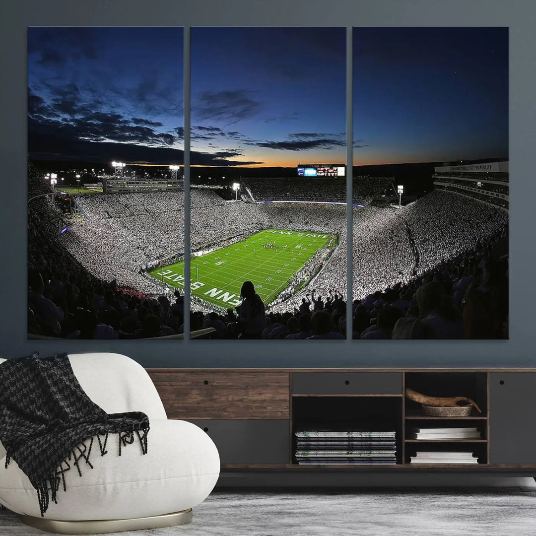 Penn State Nittany Lions Football Team Print - University Park Beaver Stadium Wall Art Canvas Print