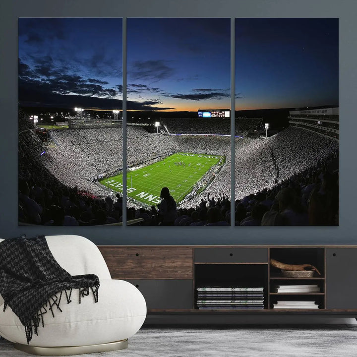 Penn State Nittany Lions Football Team Print - University Park Beaver Stadium Wall Art Canvas Print